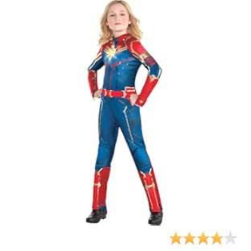 BRAND NEW girl youth captain marvel light up jumpsuit halloween costume L 12-14